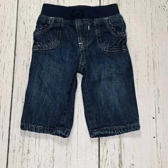 OLD NAVY 2 piece outfit- long sleeve striped onesie & jeans size 3-6 months - Picture 6 of 7